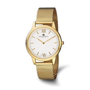 Charles Hubert Mens Stainless Steel Silver Dial Mesh Band Watch